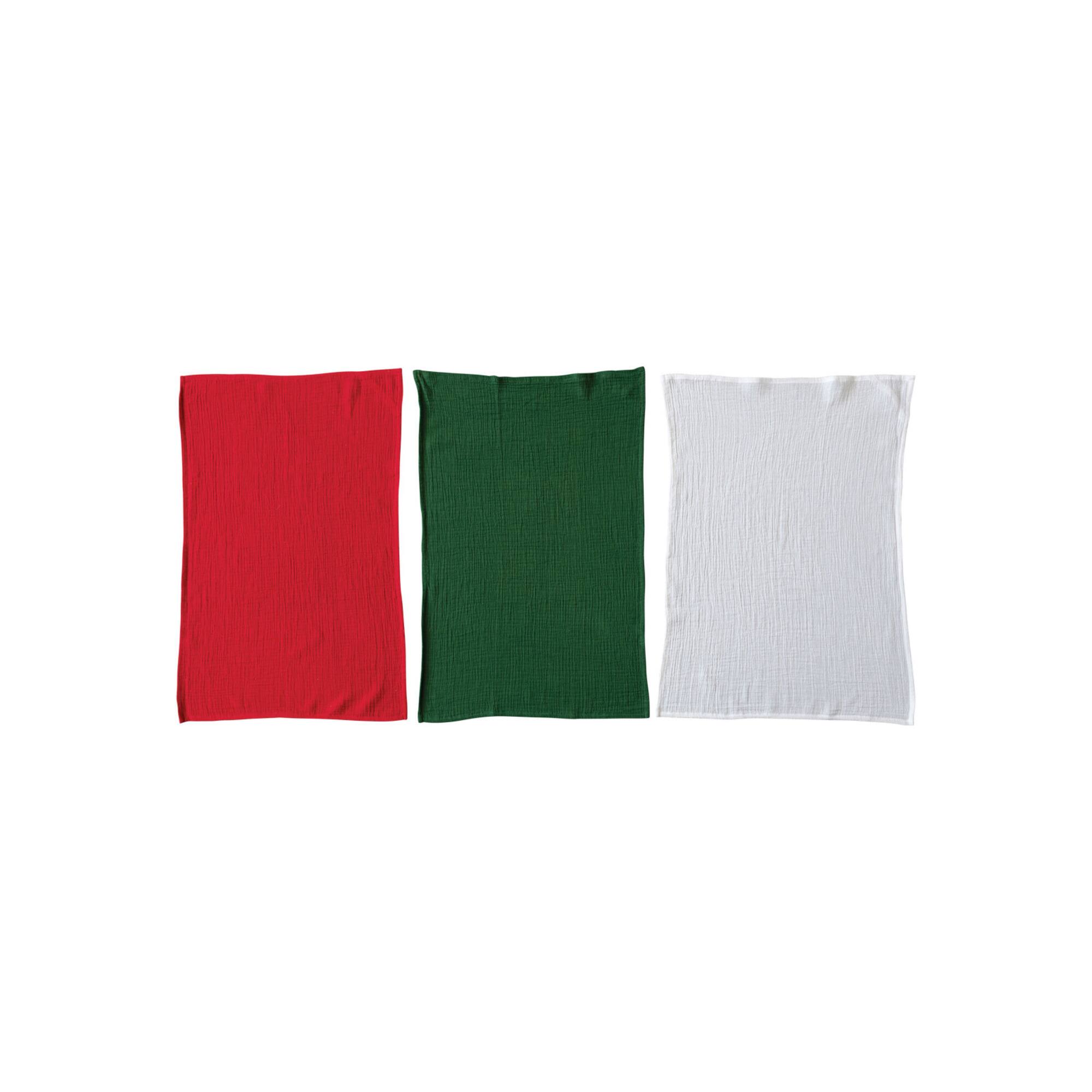 Hello Honey® 28" Green Woven Cotton Double Cloth Tea Towels, 3ct.